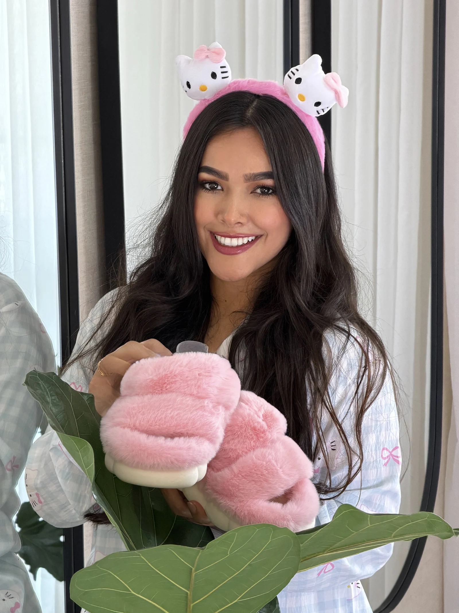 Pantuflas rosas, vista frontal