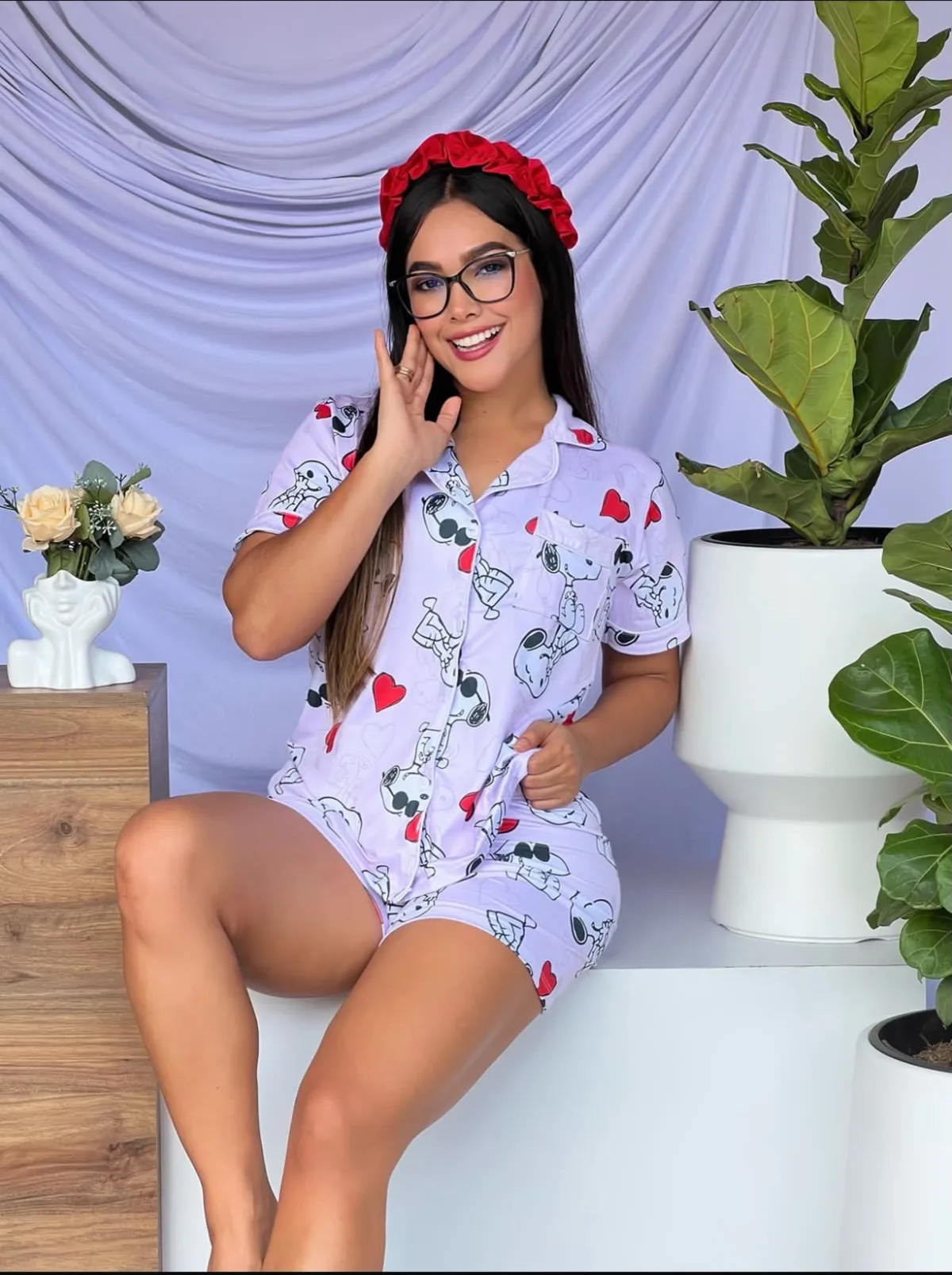 Short y camiseta con botones, vista frontal